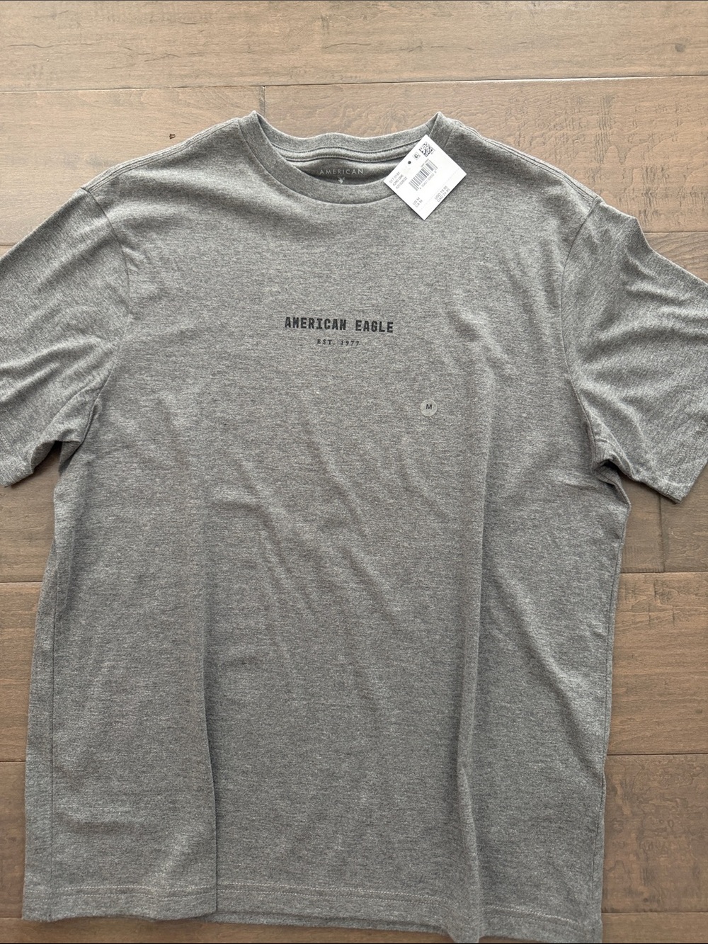 American Eagle Outfitters Gray Heather Logo Crew Tee